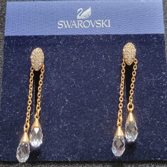 SWAROVSKI Gold-tone Crystal Jewelry Set (Necklace + Earrings) *EXCELLENT COND.* - Picture 4 of 7